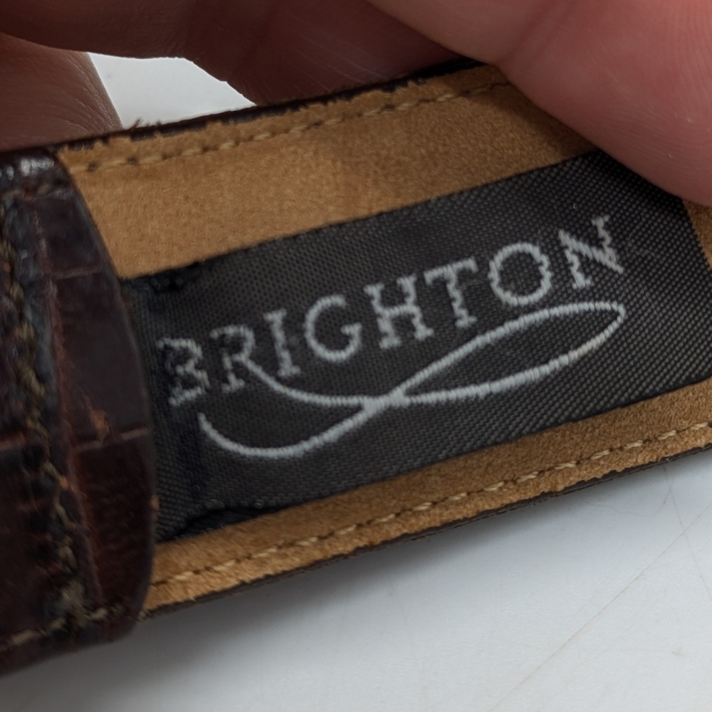 Brighton Brown Silver Floral Leather Belt L - Picture 5 of 7